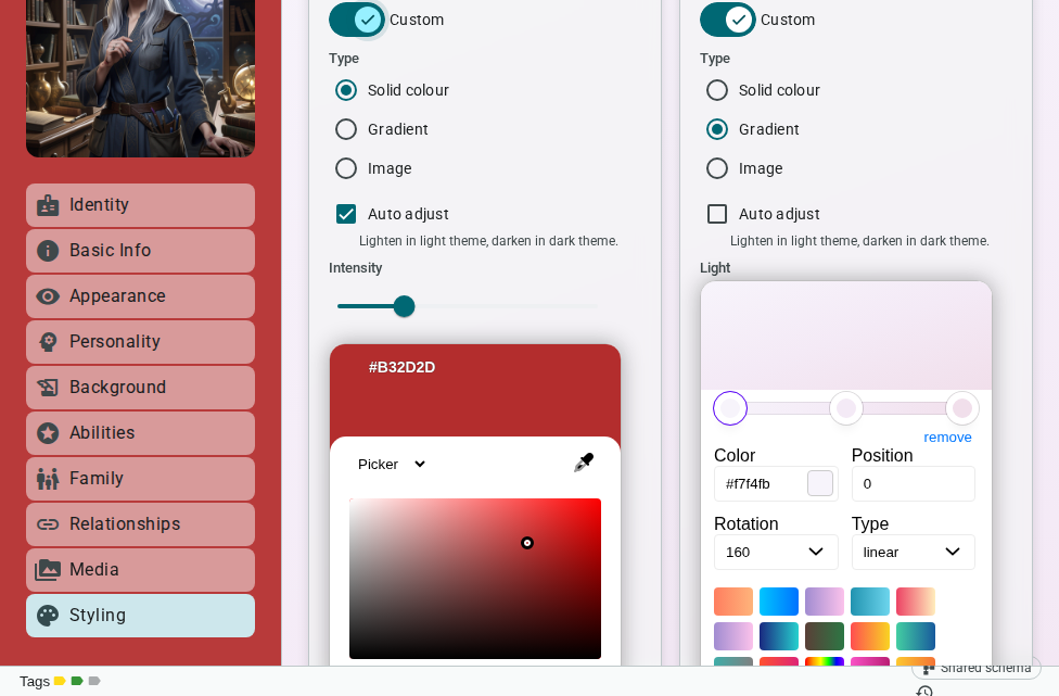 Solid colour menu background