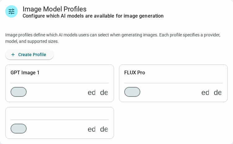 Image model profiles grid — light