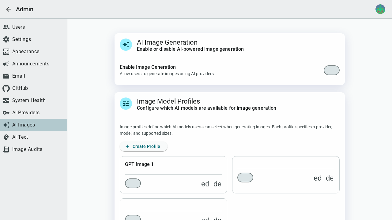 Admin AI settings — light