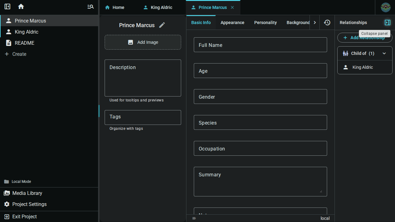 Child backlink on target element