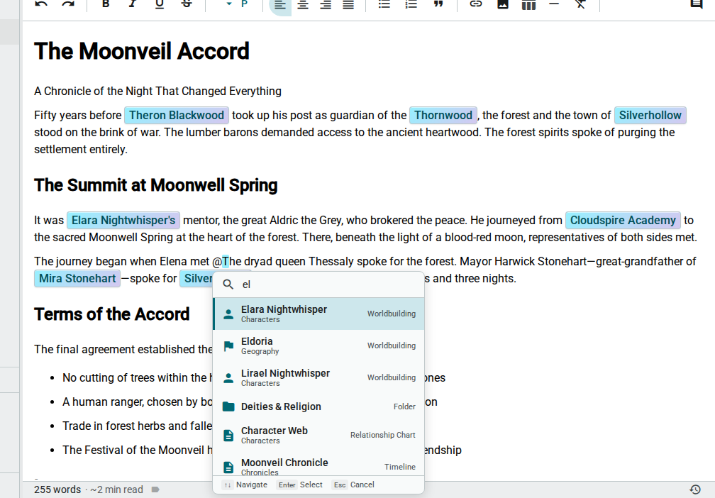 @mention — search results, light