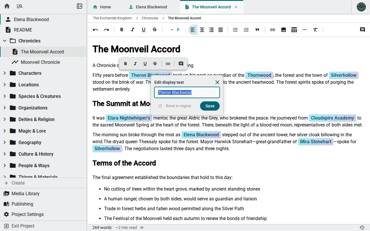Element reference edit mode — light