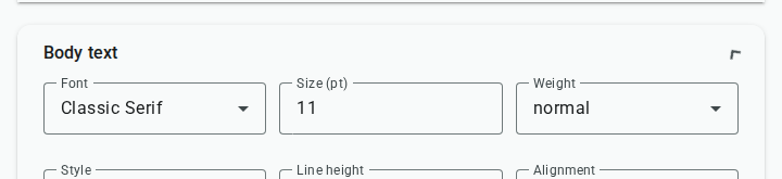 Style — body text section — light