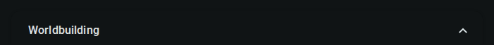The Worldbuilding entry title section, controlling how worldbuilding elements are rendered in the export