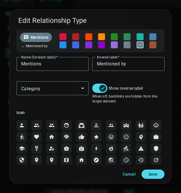 Full relationship type editor dialog