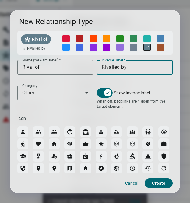 New relationship type dialog — light