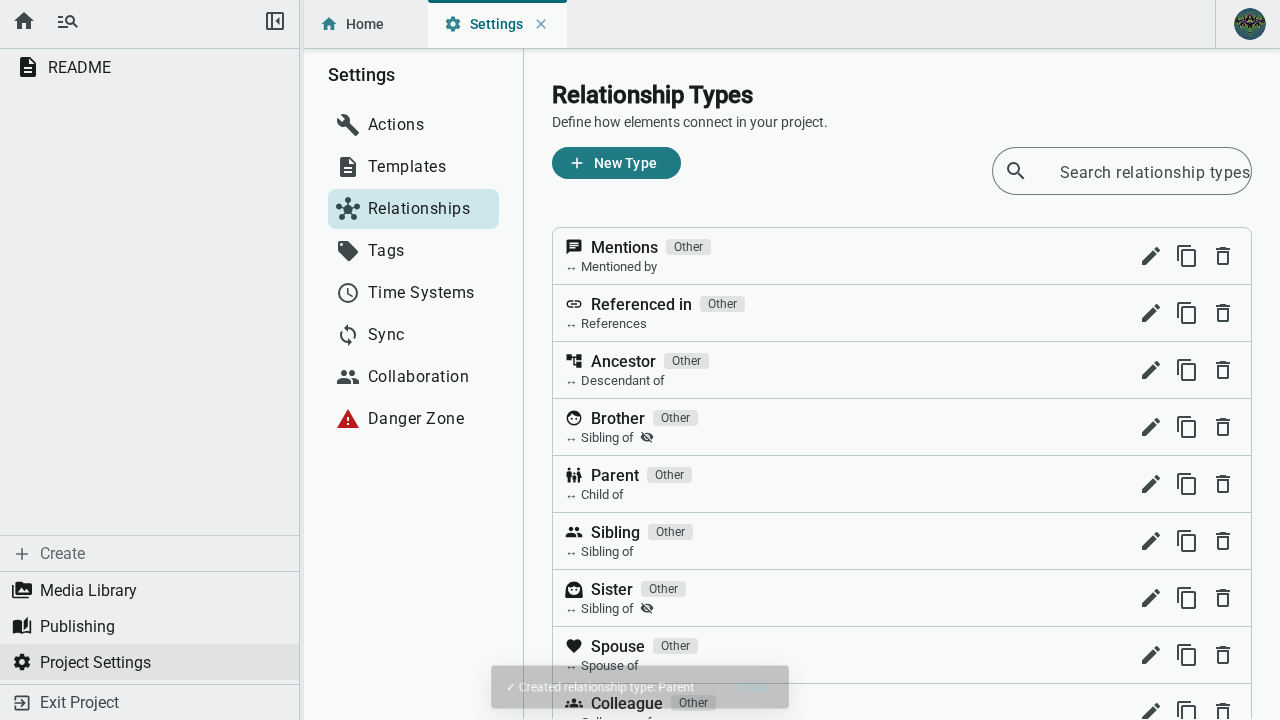 Relationships tab overview — light