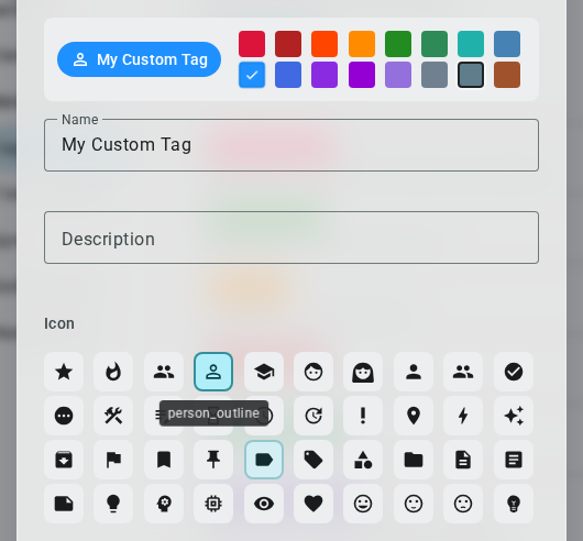 Create tag dialog — light