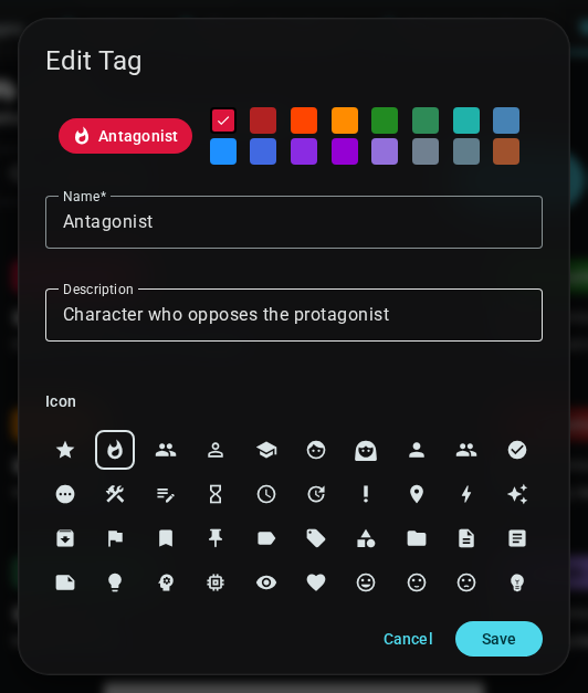 Edit tag dialog showing existing tag properties