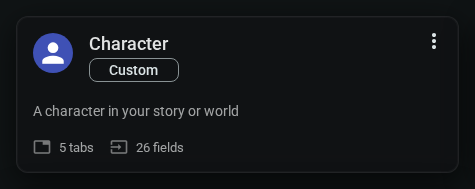 Template card with action menu