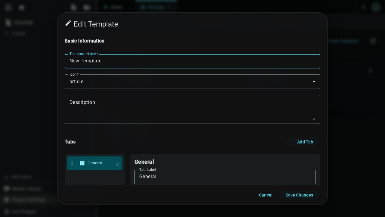 Template Editor dialog