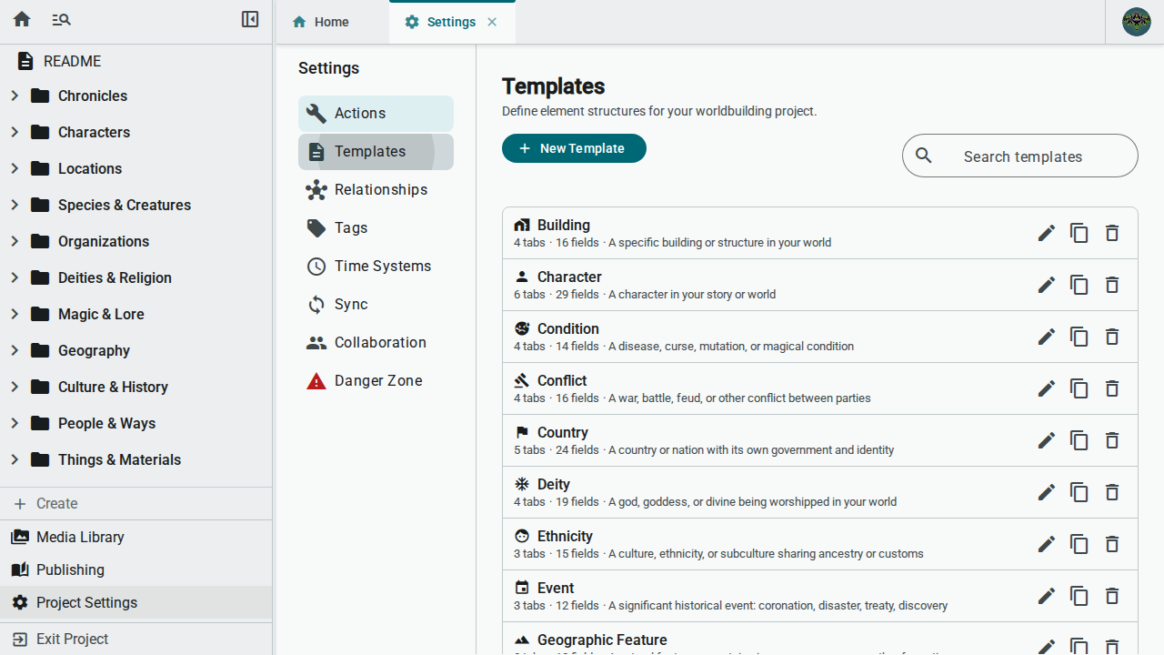 Templates overview — light