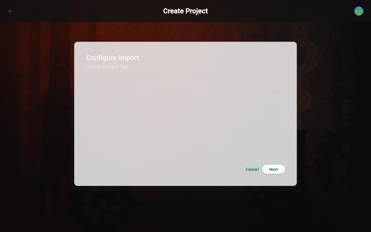 Create project — template picker, light
