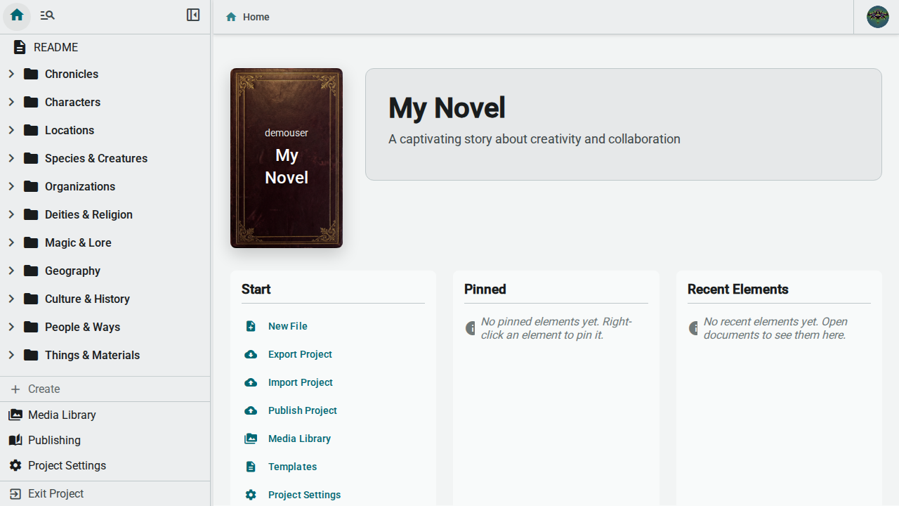 Project home tab — desktop, light