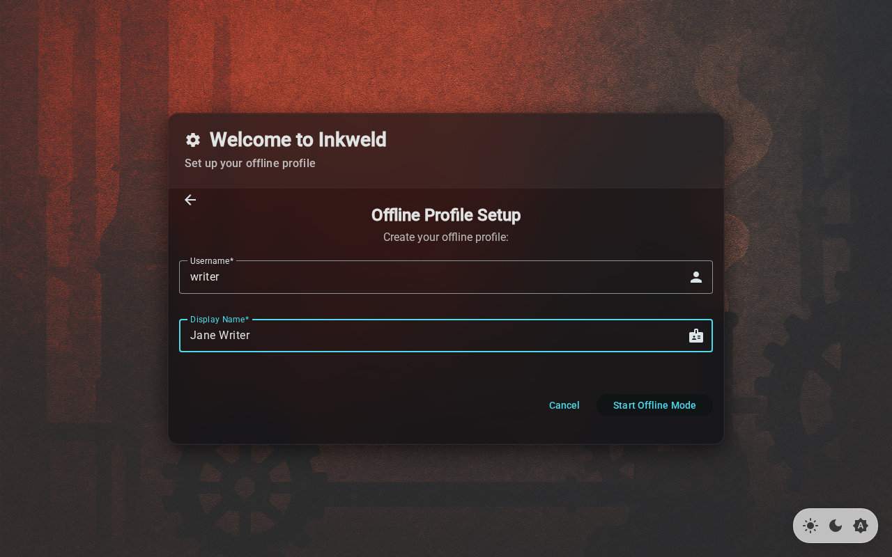 Offline mode profile setup form