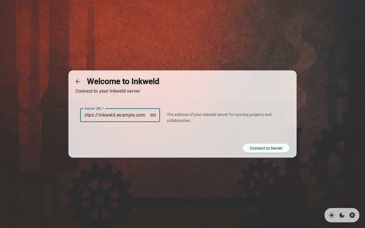 Setup — server connection, light